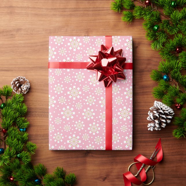 Winter Holiday Christmas Gift Wrapping -Retro Pink Paper (Holiday Gift)