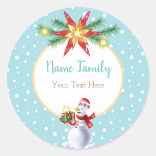 Winter Holiday Christmas & New Year Snowman Classic Round Sticker