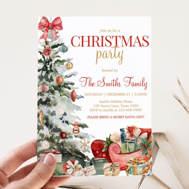 Winter Holiday Christmas Tree Christmas Party Invitation (Christmas Tree Winter Holiday Christmas Party Invitation)