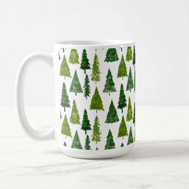 Winter Holiday Christmas Tree Pattern  Coffee Mug (Left)
