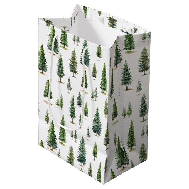 Winter Holiday Christmas Tree Pattern  Medium Gift Bag (Front Angled)