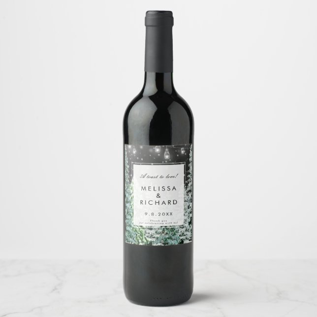 winter holiday christmas wedding shower bottle wine label (Front)