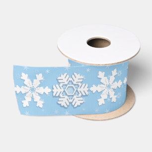 Winter Holiday Christmas White Snowflake Pattern Satin Ribbon
