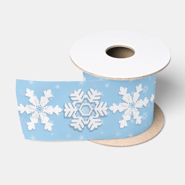 Winter Holiday Christmas White Snowflake Pattern Satin Ribbon (Spool)