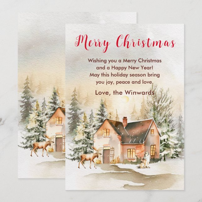 Winter Holiday Cottage Merry Christmas (Front/Back)