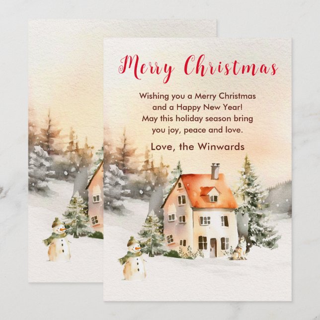 Winter Holiday Cottage Merry Christmas (Front/Back)