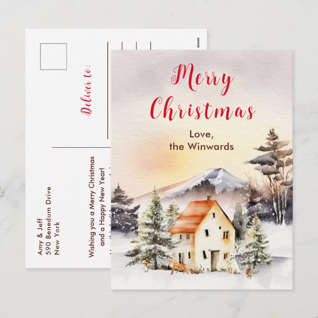 Winter Holiday Cottage Merry Christmas (Front/Back)