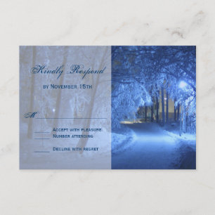 Winter Holiday Evening Snow Wedding RSVP Cards
