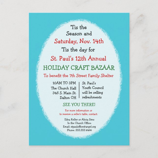 Winter Holiday Event, Party, Reunion Announcement Postcard (Front)