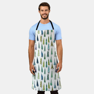 Winter Holiday Evergreen Trees Apron