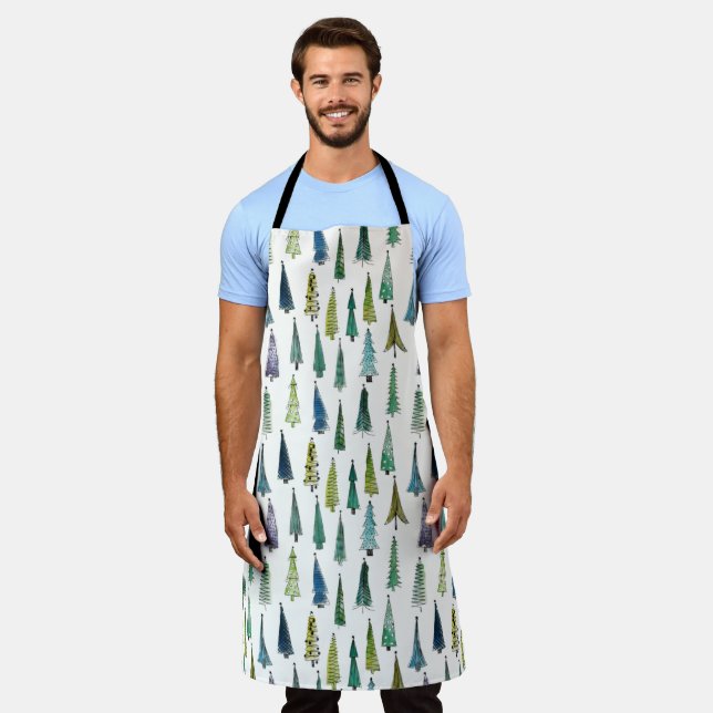 Winter Holiday Evergreen Trees Apron (Worn)