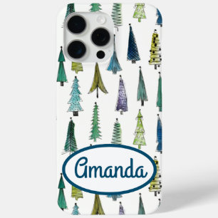 Winter Holiday Evergreen Trees iPhone 15 Pro Max Case