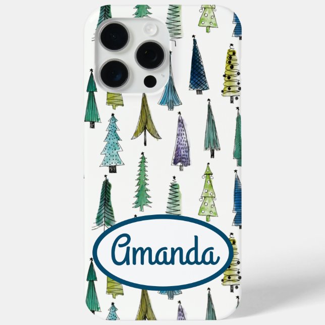 Winter Holiday Evergreen Trees Case-Mate iPhone Case (Back)
