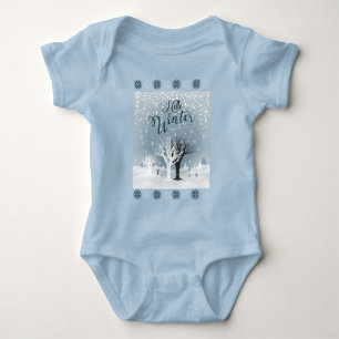 Winter Holiday Fairy Tale Fantasy Snowy Forest Baby Bodysuit