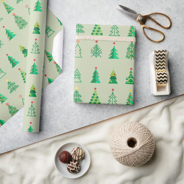 Winter Holiday Gifts Decoration Christmas Fir Tree Wrapping Paper (Crafts)