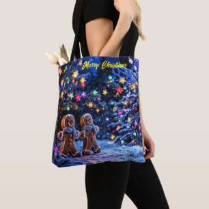 Winter holiday gingerbread Christmas art Tote Bag