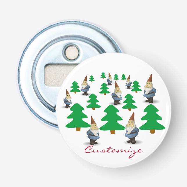 Winter Holiday Gnomes Christmas Trees Thunder_ Bottle Opener (Front)
