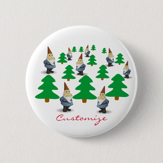 Winter Holiday Gnomes Christmas Trees Thunder_Cove 2 Inch Round Button (Front)
