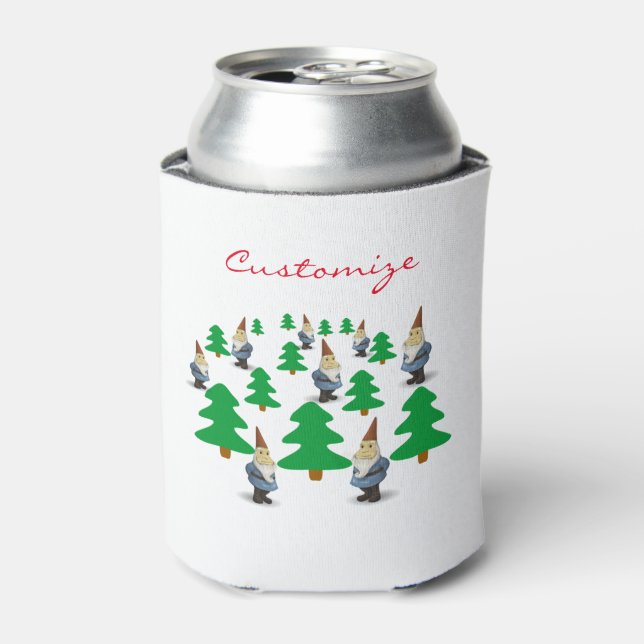 Winter Holiday Gnomes Christmas Trees Thunder_Cove Can Cooler (Can Front)