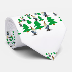 Winter Holiday Gnomes Christmas Trees Thunder_Cove Tie