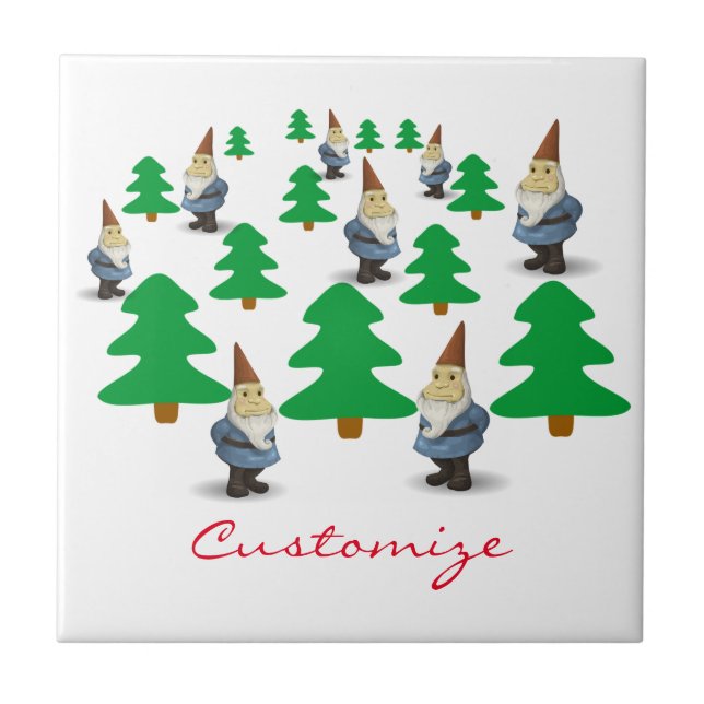Winter Holiday Gnomes Christmas Trees Thunder_Cove Tile (Front)