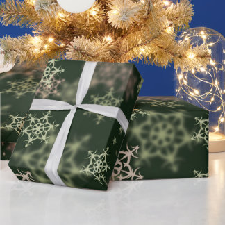 Winter Holiday Green Snowflakes Christmas Wrapping Paper