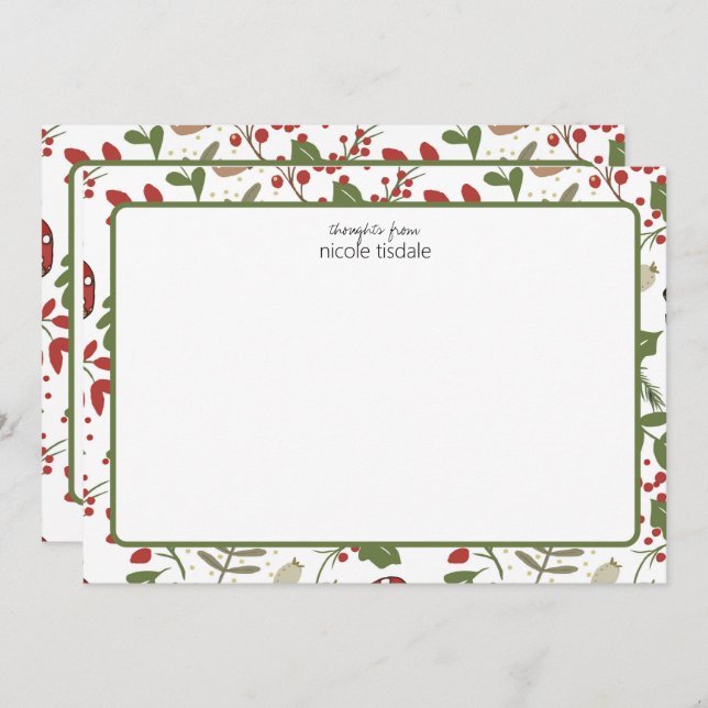 Winter Holiday Greenery  Card (Front/Back)