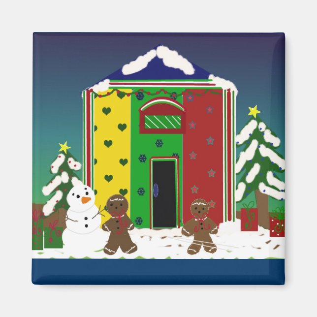 Winter Holiday House Magnet (Front)