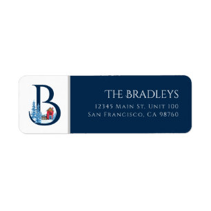Winter Holiday Letter B Monogram Address Label