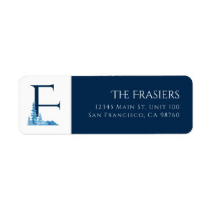 Winter Holiday Letter F Monogram Address Label