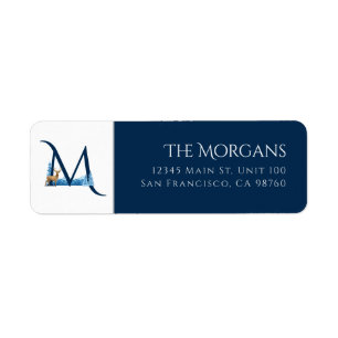 Winter Holiday   Letter M Monogram Address Label