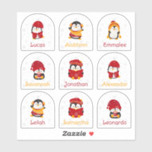Winter Holiday Name Stickers