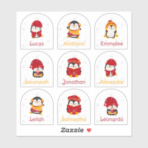 Winter Holiday Name Stickers