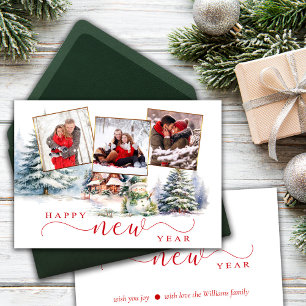 Winter Holiday New Year with Photo Greeting Card
