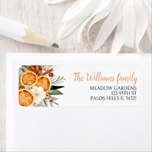 Winter holiday oranges Christmas return address