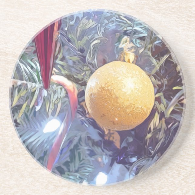 Winter Holiday Ornaments Coaster (Front)