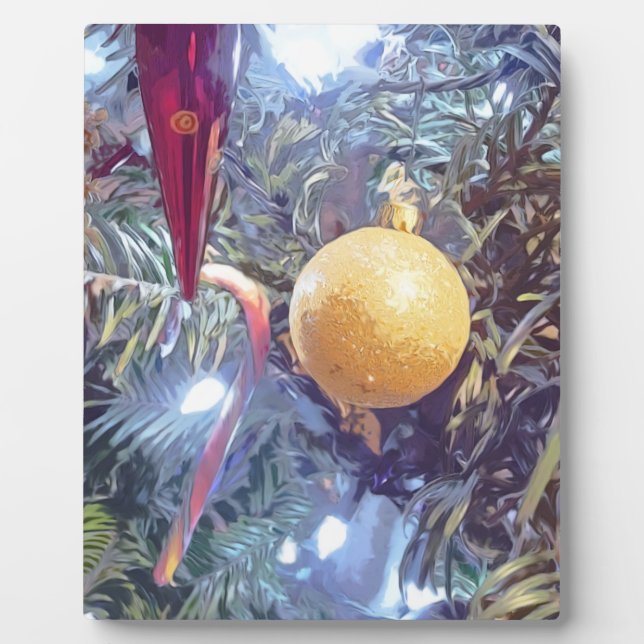 Winter Holiday Ornaments Plaque (Front)