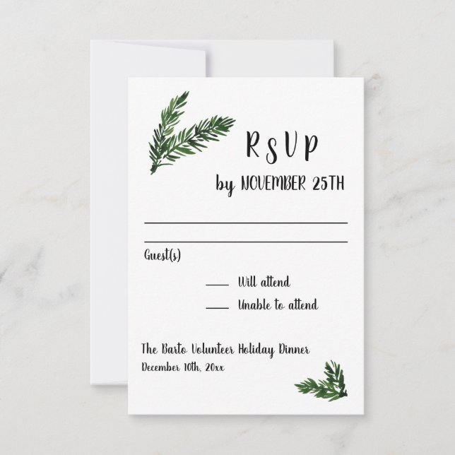 Winter Holiday Party Event Reception Response RSVP (Front)