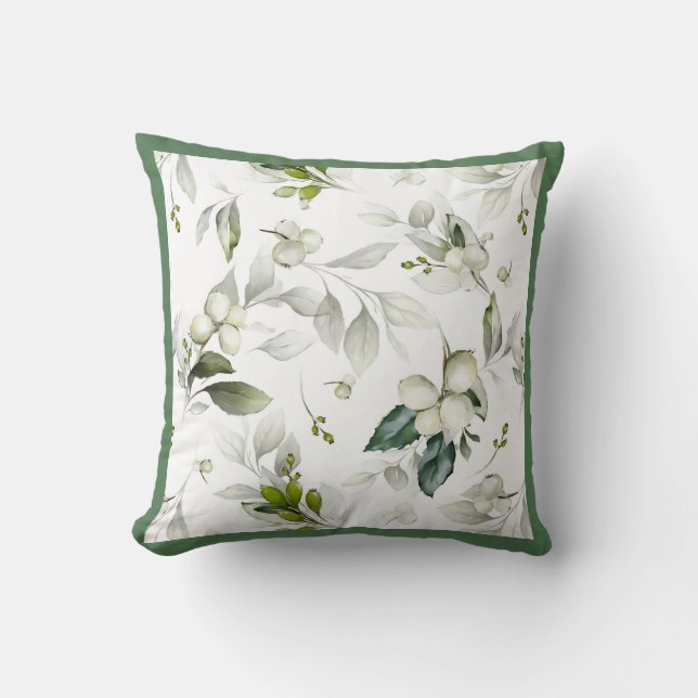 Winter holiday pattern green throw pillow (Front)