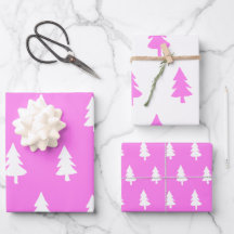 Winter holiday pine tree hot pink pattern