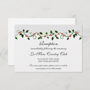 Winter Holiday Red Berry Wedding Reception Detail Invitation