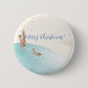 Winter Holiday Reindeer  2 Inch Round Button