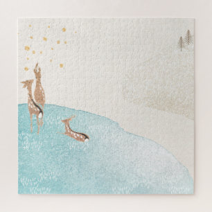 Winter Holiday Reindeer Jigsaw Puzzle
