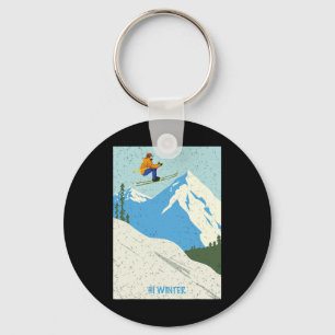 Winter Holiday Ski Christmas X-mas Skiing Skier Keychain