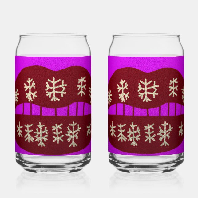 Winter Holiday Smile Can Glass (Front)