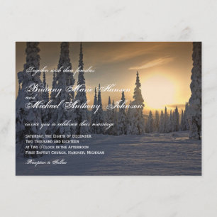 Winter Holiday Snow on Pine Trees Wedding Invites