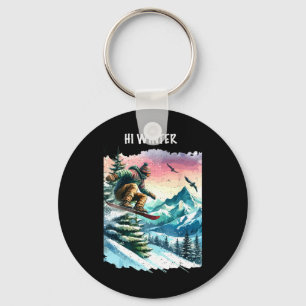 Winter Holiday Snowboarding Christmas Xmas Snowboa Keychain