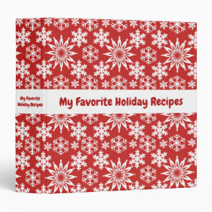 Winter Holiday Snowflakes Cookbook Binder