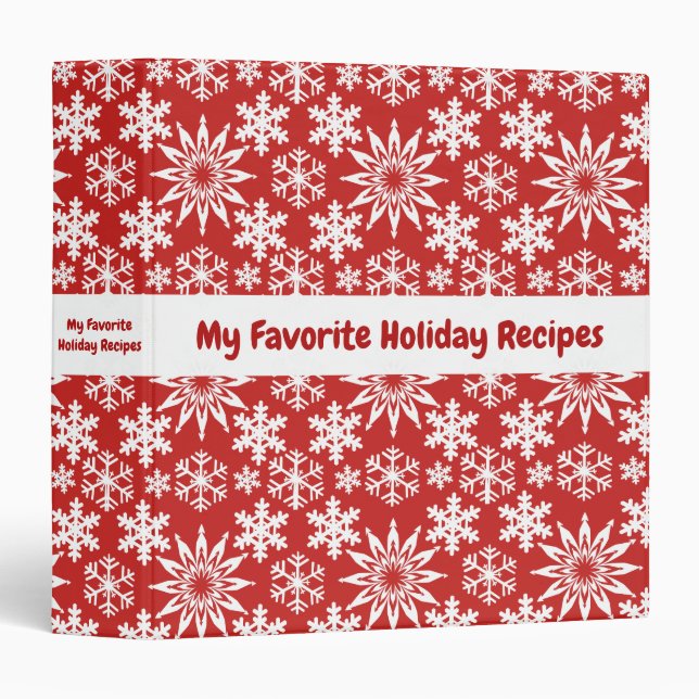 Winter Holiday Snowflakes Cookbook Binder (Front/Spine)