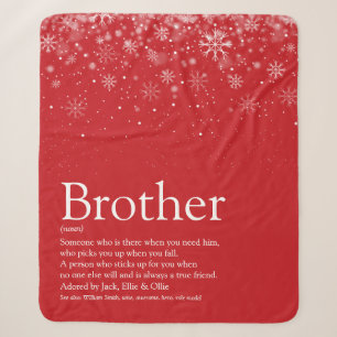 Winter Holiday Snowflakes Fun Brother Red Sherpa Blanket